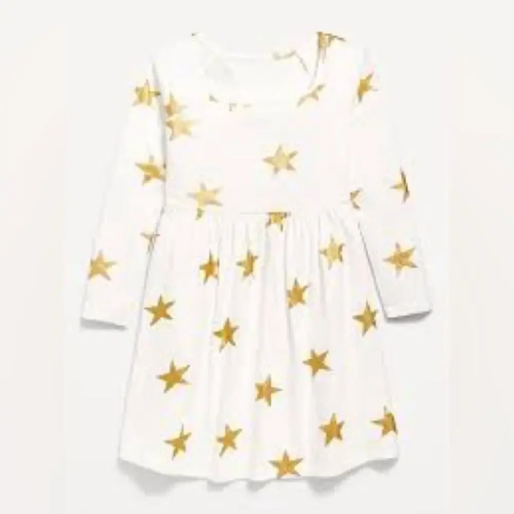 Old Navy Gold Stars Long-Sleeve Square Neck Fit and Flare Dress
